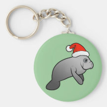 Christmas Manatee Santa Key Chain