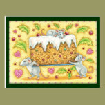 Christmas Mice Carrying a Fruit Cake Dessert postcards