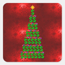 Christmas Money Tree Square Stickers