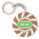 Christmas Monogram Retro Spiral Green Red