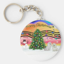 Christmas Music 2 - Maltese (two) Key Chain