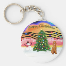 Christmas Music 2 - Poodle (apricot Standard) Key Chains