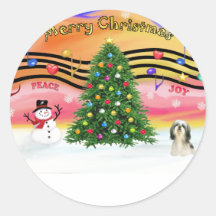Christmas Music 2 - Shih Tzu #3 Round Sticker