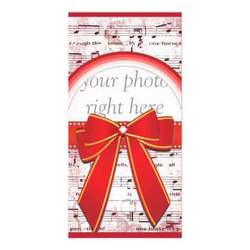 Christmas music note with red ribbon photo card