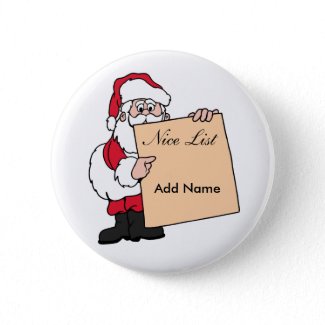 Christmas Name Tag Santa Claus Nice List button