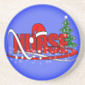 CHRISTMAS NURSE SANTA COASTERS FROSTY BLUE