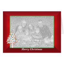 Christmas on Red (wide photo frame) Cards