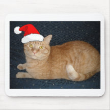 Christmas Orange Tabby Cat Mouse Pad