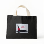 Christmas Orca Black and White Red Bow Happy Holid bags