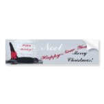 Christmas Orca Black and White Red Bow Happy Holid bumper stickers