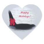 Christmas Orca Black and White Red Bow Happy Holid stickers
