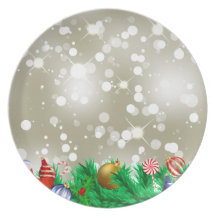 Christmas Ornament Glitter Dinner Plate