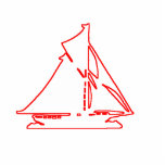 Christmas Ornament Sailboat White Red photo sculptures