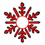 Christmas Ornament Snowflake 1 Red White Disc photo sculptures