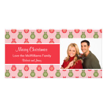 Christmas Ornanents with Snowflakes and Polka Dots Photo Greeting Card