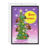 Christmas owl tree invitations