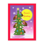 Christmas owl tree postcards