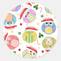 Christmas Owls Design Sticker