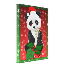 Christmas Panda Bear Gallery Wrap Canvas