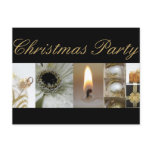 Christmas party invitation black gold x-mas collag postcards