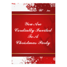 Christmas Party Red Invitation (Snowflakes Fern)