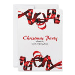 Christmas party red ribbons elegant stylish invitations
