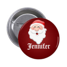 Christmas Party Santa Claus Name Tags Pinback Buttons