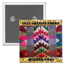 Christmas Party Ugly Sweater Contest Winner Award Button