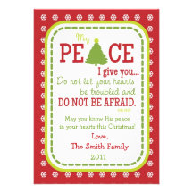 Christmas PEACE 2-Sided Scripture Card-John 14:27 Invite