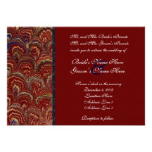 Christmas Peacock Red Wedding Invitation