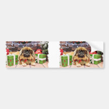 Christmas - Pekingese - Pebbles Bumper Stickers