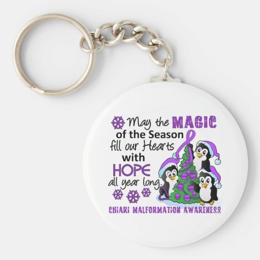 Christmas Penguins Chiari Malformation Keychain