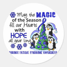 Christmas Penguins Chronic Fatigue Syndrome CFS Sticker