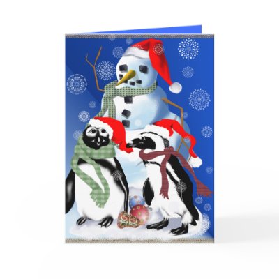 Christmas Penquin and Snowman Card
