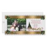 Christmas photo card holly and  gold ribbons photo cards