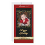 Christmas photo card red black gold classic photo cards