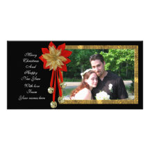 Christmas Photo Card red gold black
