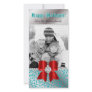 Christmas Photo Card Swirl Blue Jewel Bow Red