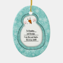Christmas Photo Snowman Customisable Date and Name Christmas Ornament
