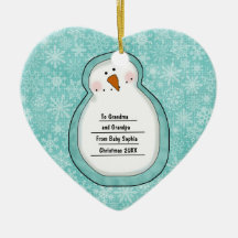 Christmas Photo Snowman Customisable Date and Name Ornament