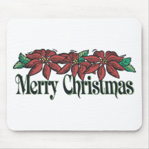Christmas poinsettias mouse pad