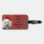 Christmas Poodle luggage tag