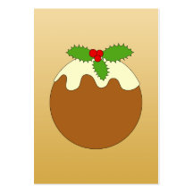 Christmas Pudding. Gold colour background. Business Card Template