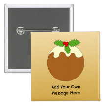 Christmas Pudding. Gold colour background. Buttons
