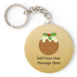 Christmas Pudding. Gold colour background. Custom keychains