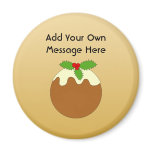 Christmas Pudding. Gold colour background. Custom magnets