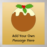 Christmas Pudding. Gold colour background. Custom posters