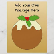 Christmas Pudding. Gold colour background. Personalised Flyer