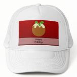 Christmas Pudding. Happy Holidays. Red. Custom hats