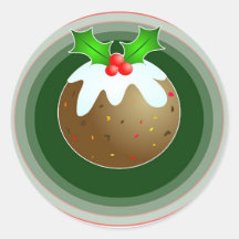 Christmas Pudding Round Stickers